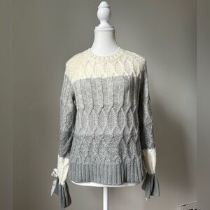 MAX STUDIO Wool Blend Striped Cable Knit Holiday Preppy Sweater Size XSmall
